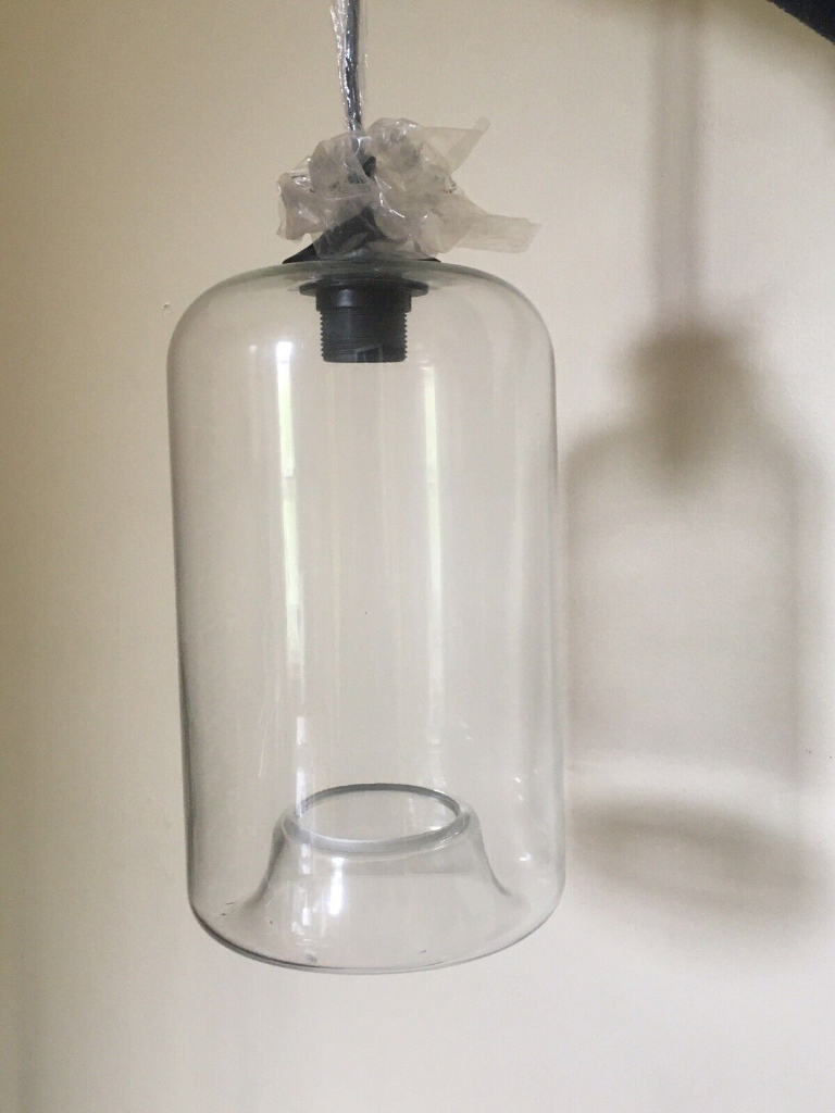 GLASS PENDANT LIGHT Hanging Ceiling Transparent Cylinder industrial modern retro