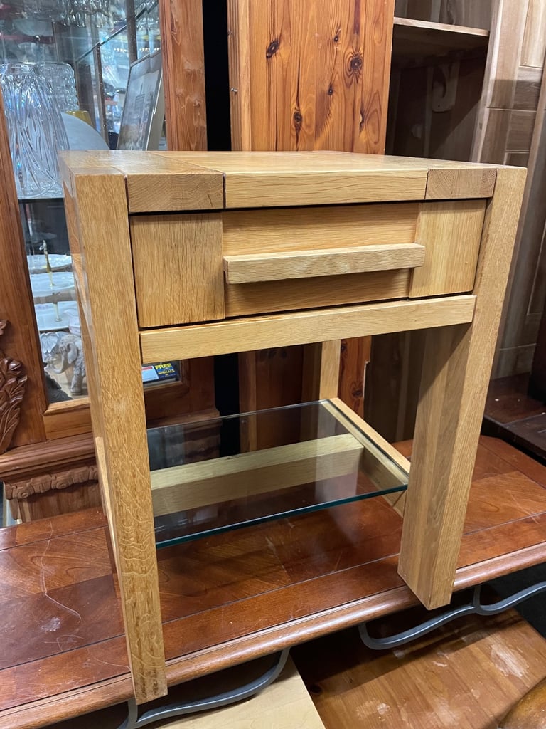 Solid wood, end or bedside table.