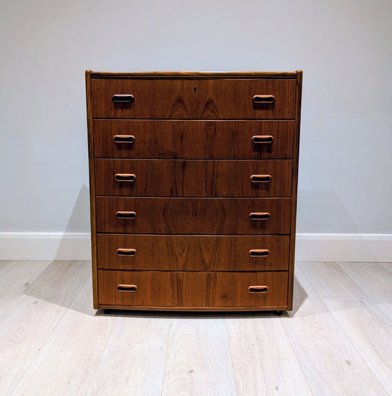 Danish Mid-century Bow-Fronted Chest of Drawers, 1970s