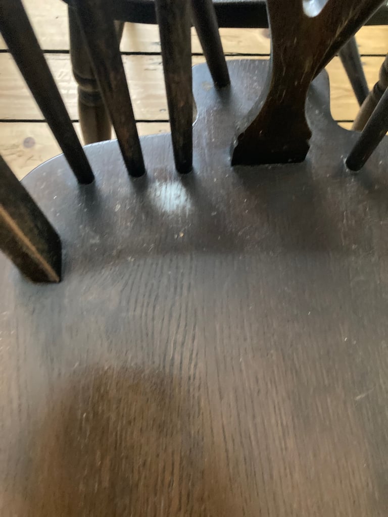 4 Vintage Jaycee Windsor Wheelback Dark Oak Dining Chairs