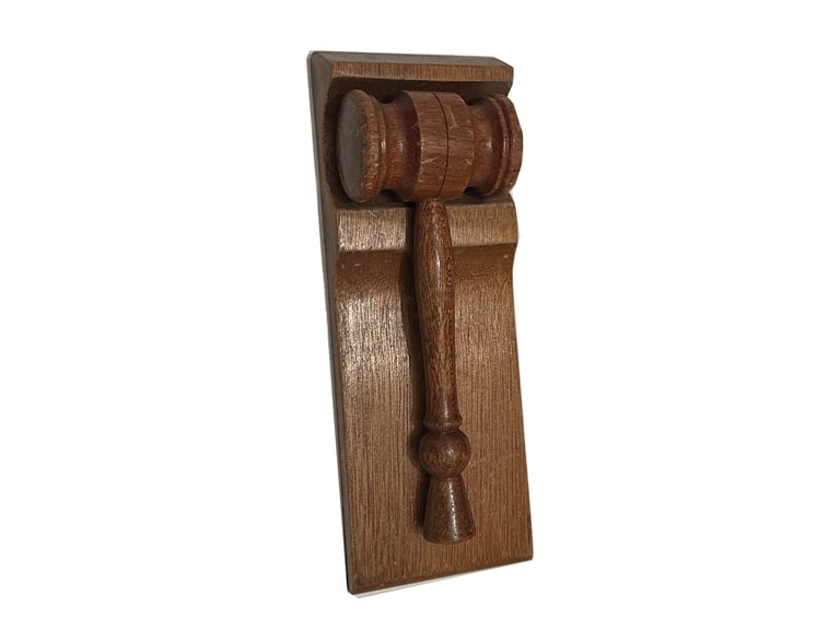 Antique Auctioneers Hammer and Stand