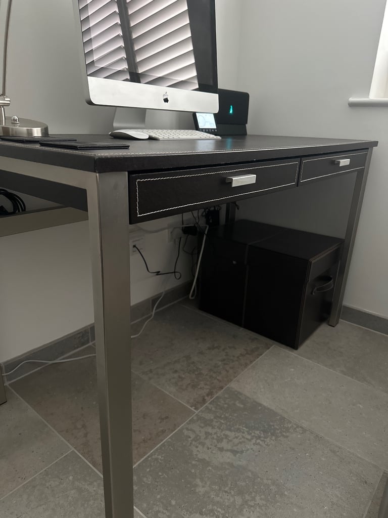 image for Desk- brown leather topped 