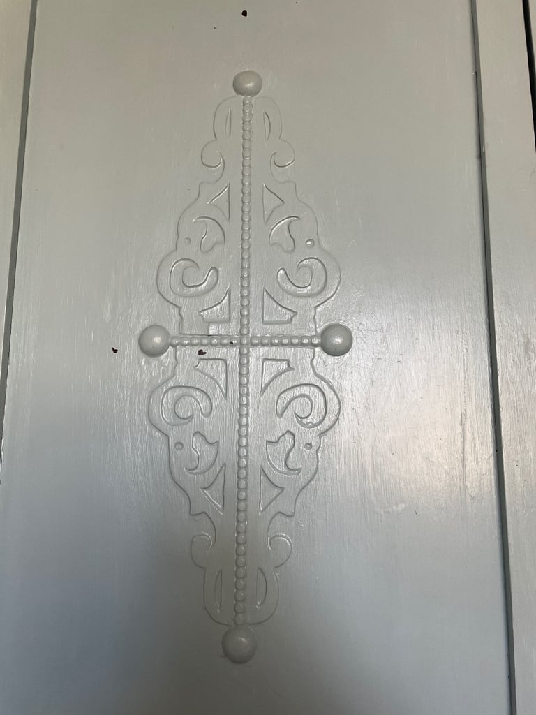 Solid wood wardrobe upcycled in blue