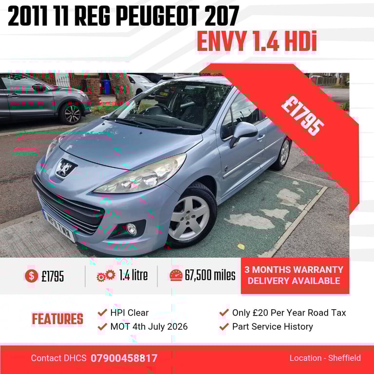 2011 Peugeot 207 1.4 HDi Envy 5dr HATCHBACK Diesel Manual