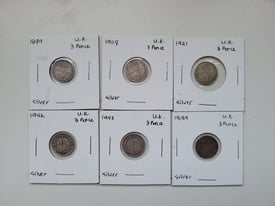Collection of Antique 1890s-1940s Great Britain 3 Pence Silver Coins All for £20 
