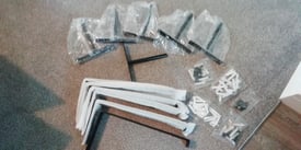 SET OF HEAVY DUTY BRACKETS AND POSTS WITH FIXINGS - NEW IN PACKETS