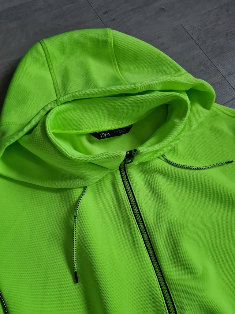 S/M Zara Neon limited edition zip-up hoodie zipped 