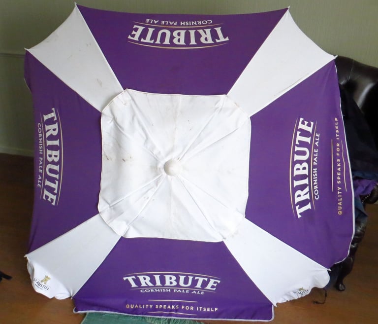Pub garden umbrella Tribute St Austell Cornish Pale Ale branded parasol nice quality 1.8m