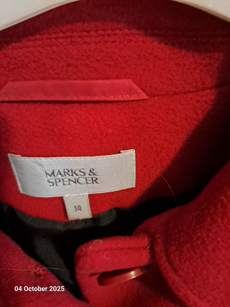 Marks and spencer red wool mix. 5% cashmere short jacket,  size 14