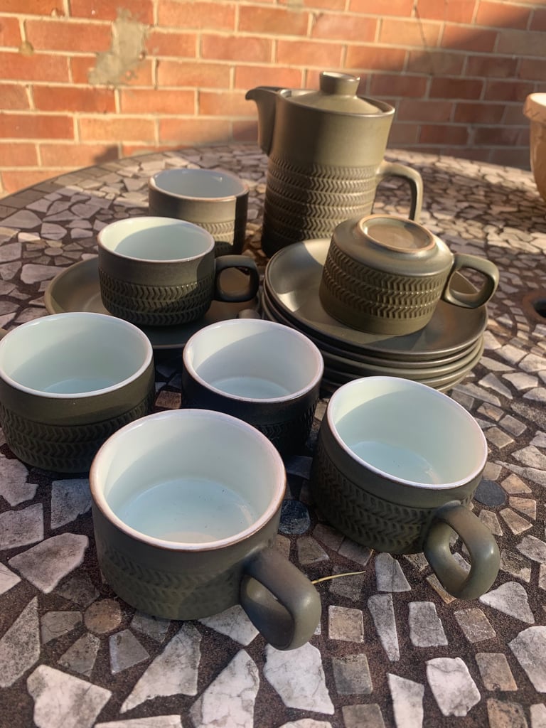 image for Vintage Denby Chevron coffee set
