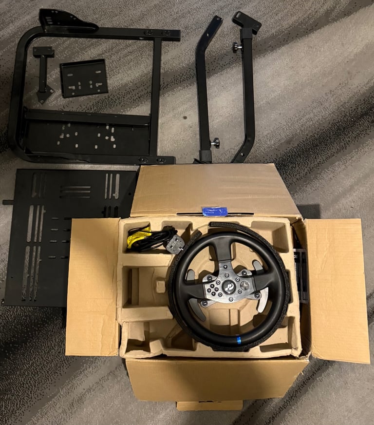 image for Thrustmaster t300rs wheel with pedals, shifter and also table