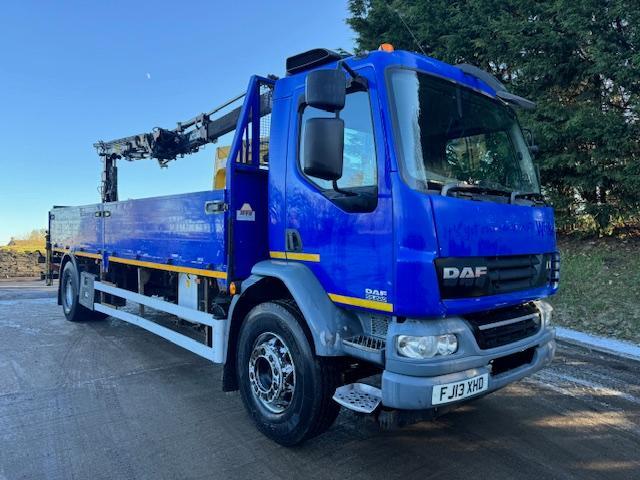 2013 13 DAF LF 55.220 alloy drop side Atlas 104.3 remote crane + block grab