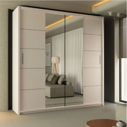 Brand New - Lisbon Mirror Sliding Door Wardrobe - White - SAME/NEXT DAY DELIVERY