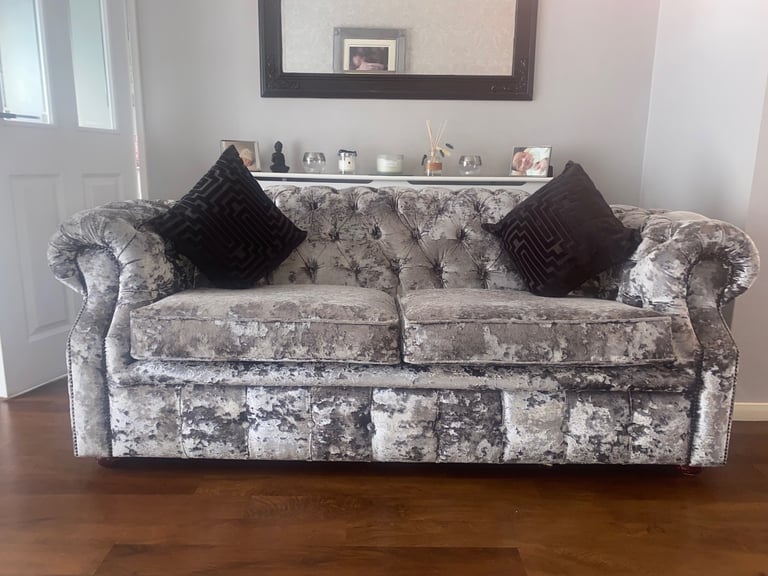 image for Stunning crushed velvet sofa & chair