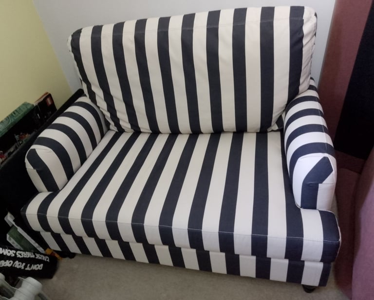 image for Black & White Striped Loveseat 