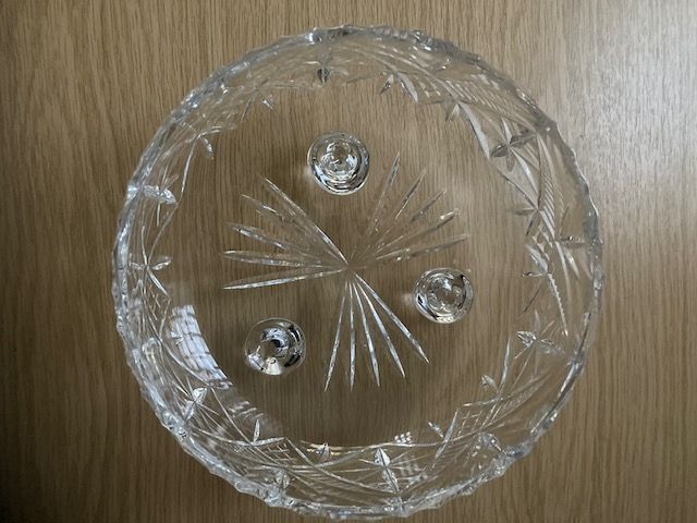 Vintage Large Heavy Crystal Footed Fruit Bowl