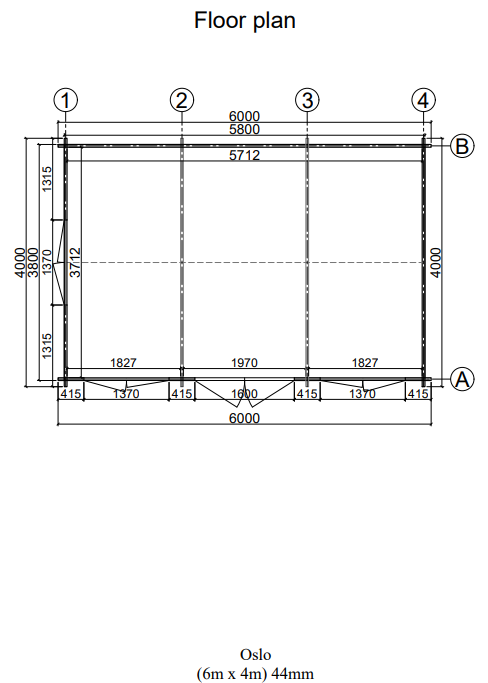 Garden room, Office, Summer house, Log cabin OSLO 6x4m