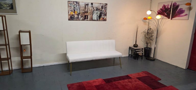 image for Brand New Dunelm®️ White Boucle Fabric Hallway Bench RRP £269