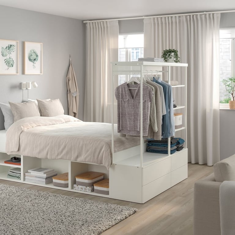 image for IKEA PLATSA Bed frame with shelf 