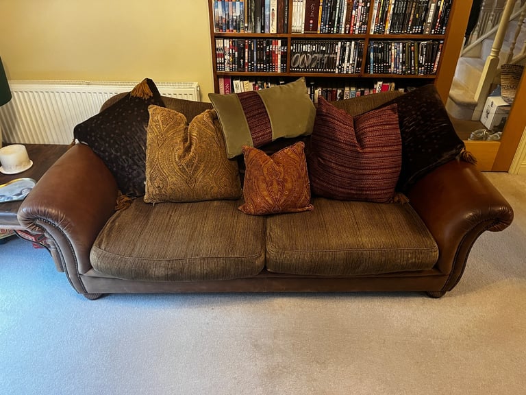 Tetrad Torino Half Leather & Half Fabric large sofa with all cushions included