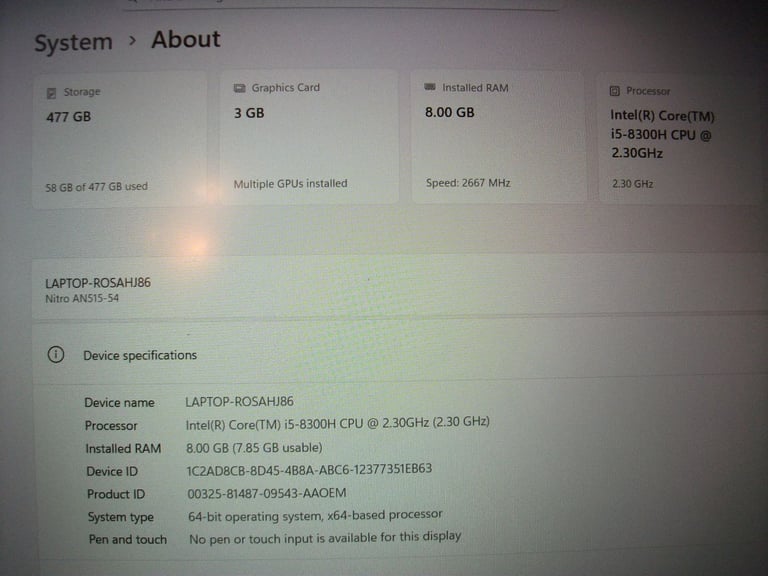 Acer Nitro 5 Gaming Laptop 15.6"/512GB NVMe/8GB RAM/ NVIDIA GeForce GTX 1050