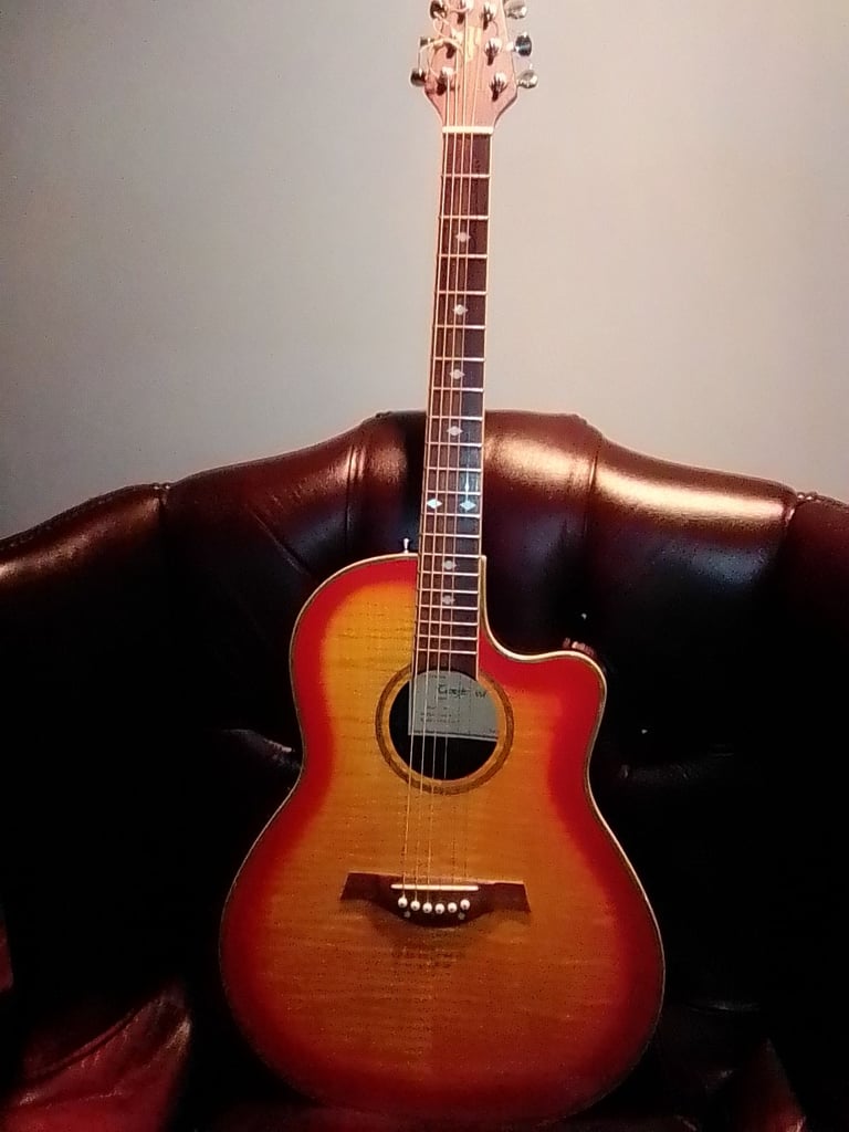TANGLEWOOD ODYSSEY E/ACOUSTIC ORANGEBURST EMC PICKUP NEW SET UP & STRINGS FREE CASE EX!