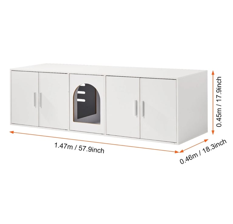 image for Cat Litter Box Enclosure Wooden Litter Box Furniture Hidden White  Storage unit desk litter tray
