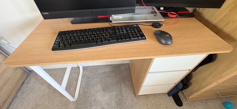 Modern Simple Style Rectangular Work Desk with Compartment Drawers