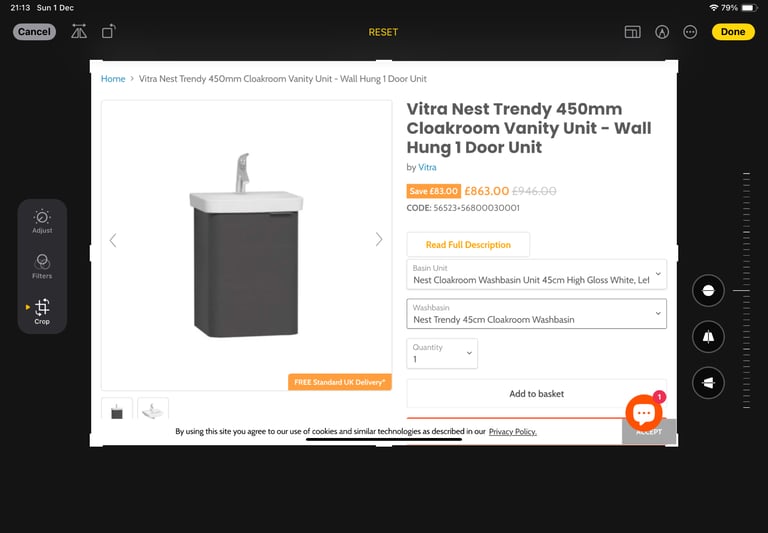 Vitra Nest cloakroom wall mounted vanity unit Anthracite gloss grey