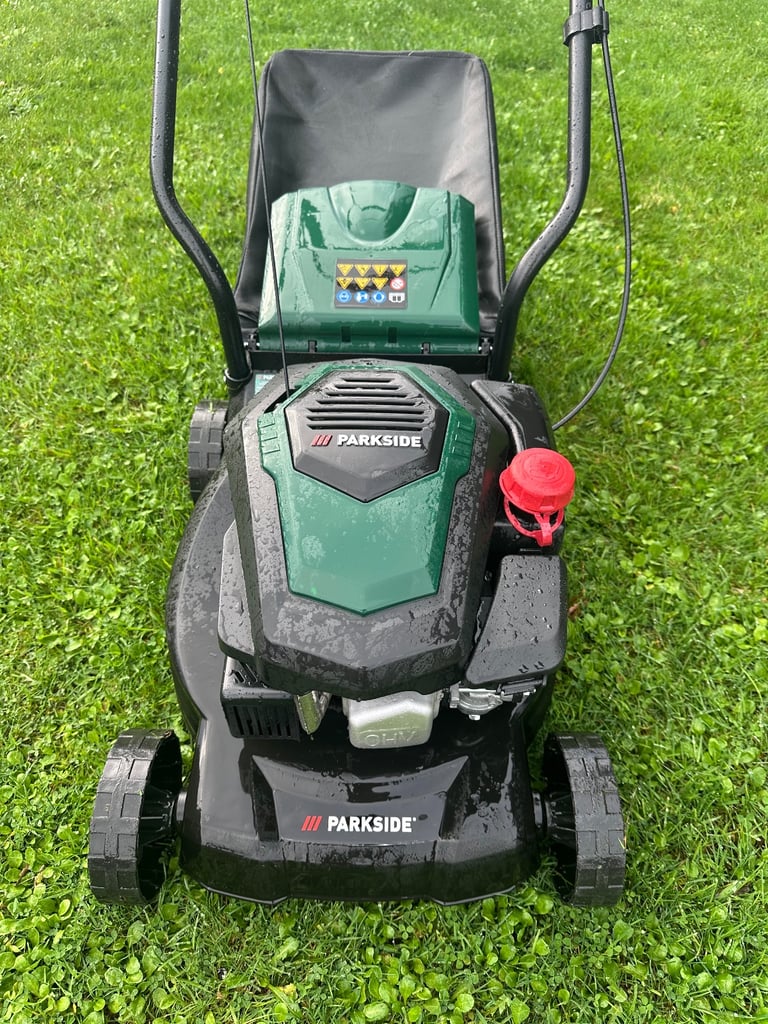 Parkside 16”cut petrol lawnmower As NEW maintenance free poly deck mower 
