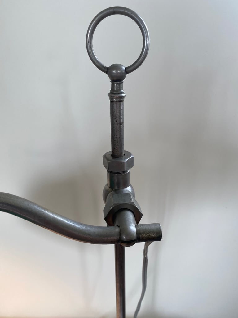 French Antique Green Opaline Lamp