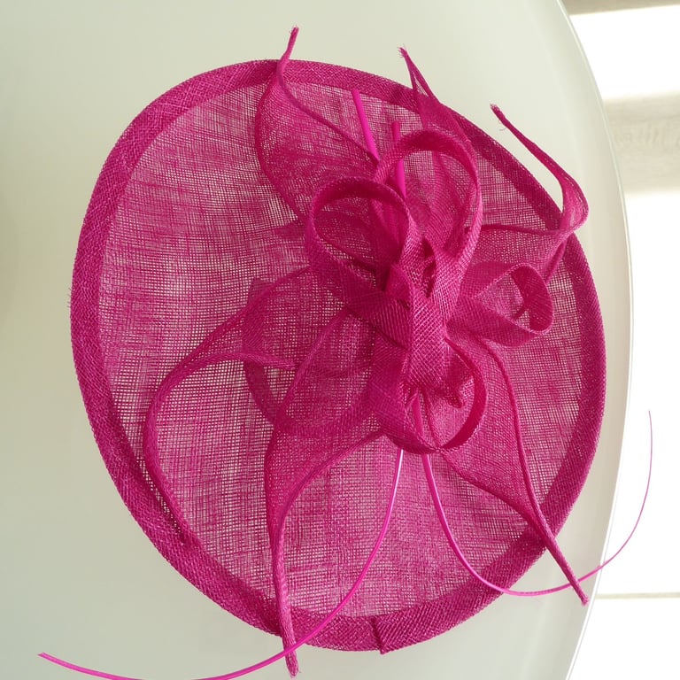 Lovely sinamay fuchsia pink wedding hat/fascinater
