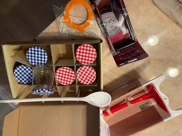 Berry press, jam jar tongs etc