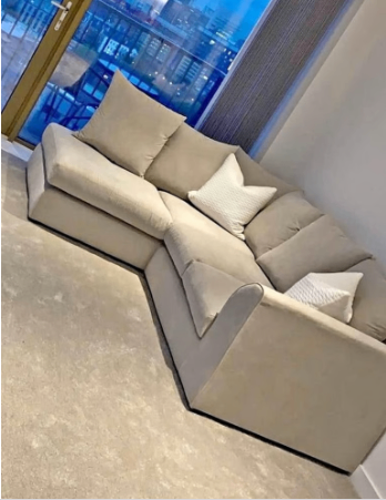image for Brand New - Plush Velvet 4 Seater Mink Corner Sofa - Left/Right Sid