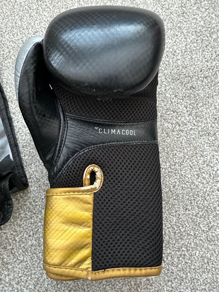 Black/Gold/Silver Adidas Boxing Gloves 10oz