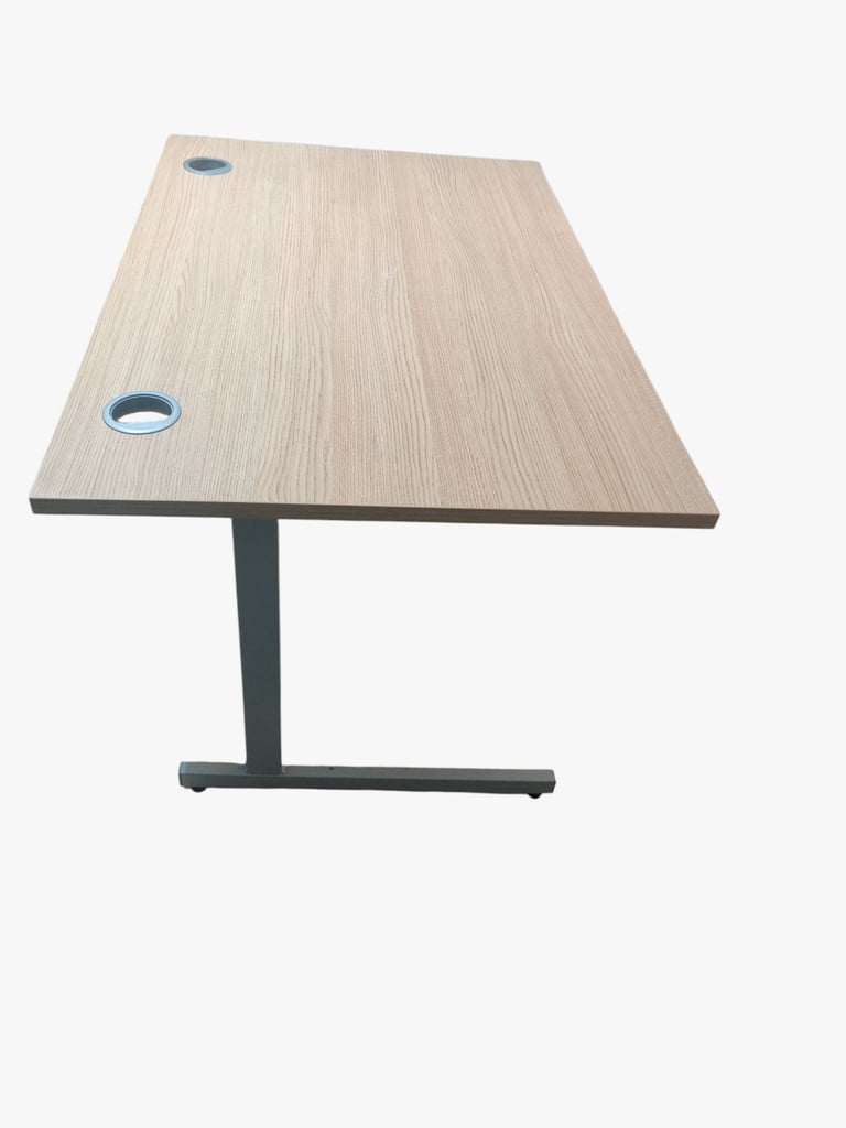 Light-Wood Computer Desk with Metal Frame