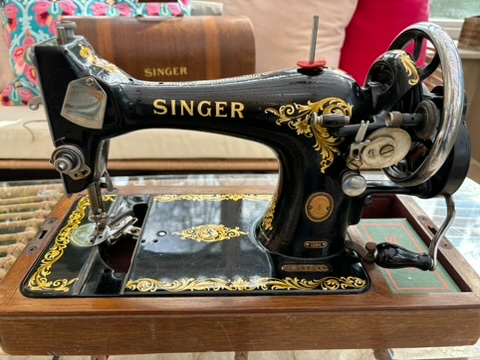 image for Antique/ Vintage Singer sewing machine with Bentwood case and key