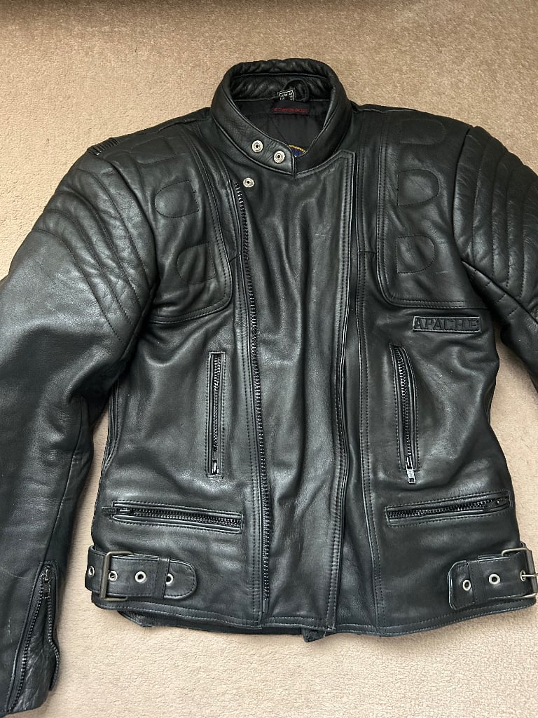 image for Apache Black Leather armoured motorbike jacket 