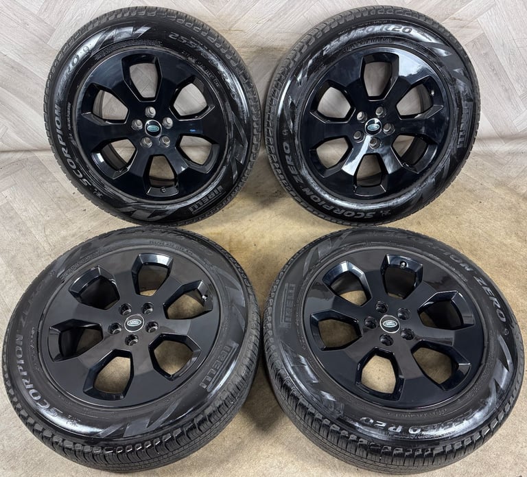 image for 20'' GENUINE LAND ROVER DEFENDER 6 SPOKE BLACK 6011 ALLOY WHEELS TYRES ALLOYS