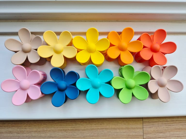 image for 10x Flower Hair Clips Brights Bundle NEW 