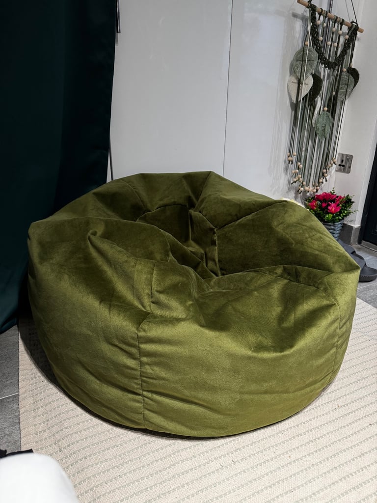 image for 2 Adults Velvet Classic Bean Bag Chair Luxury Large Living Room Beanbag Seats 