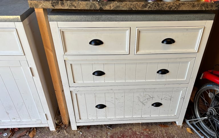 Freebie up-cycle opportunity - two kitchen units with zinc worktops