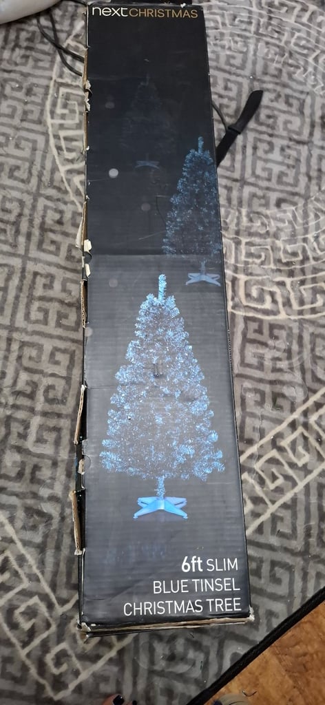 Next 6ft blue christmas tree with set of lights in box something different