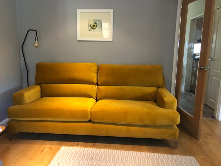 4 seater sofa mustard yellow 