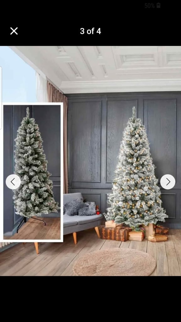 7ft slim half snow flocked Christmas tree brand new boxed Rrp £90