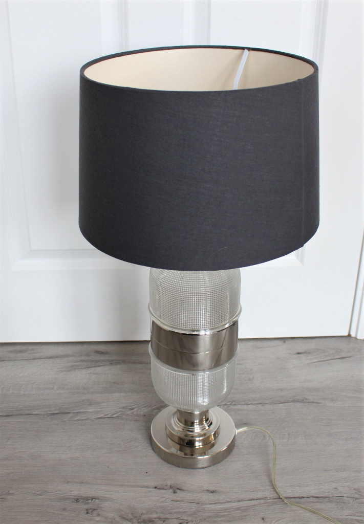 image for RV Astley Malin Nickel Glass Lamp Base Blue Shade Large Table Light Luxury