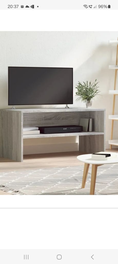 Grey TV cabinet.