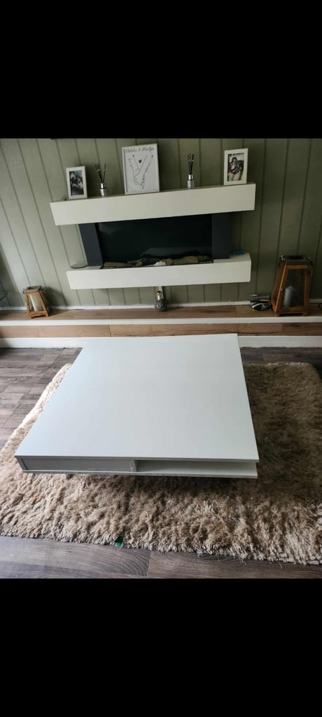 image for 2 draw white coffee table