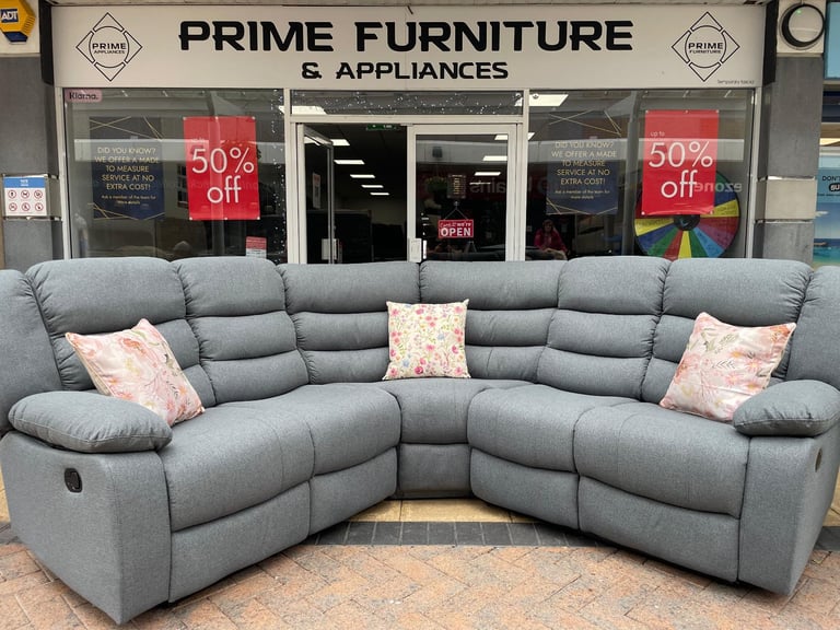 Brand New Recliner Corner Sofa 5 Seater Grey with Cup Holders