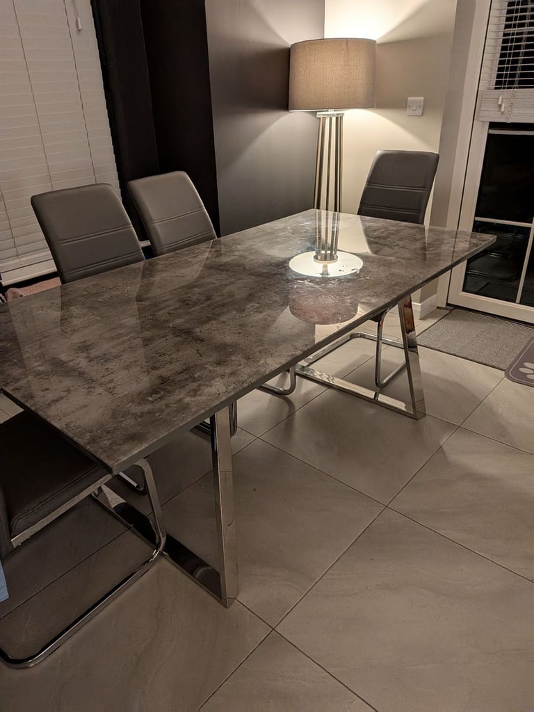 image for Grey glass dining room table 